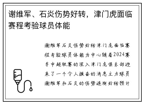 谢维军、石炎伤势好转，津门虎面临赛程考验球员体能