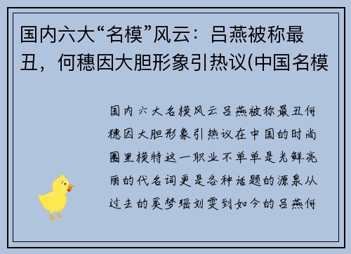 国内六大“名模”风云：吕燕被称最丑，何穗因大胆形象引热议(中国名模特 吕燕)